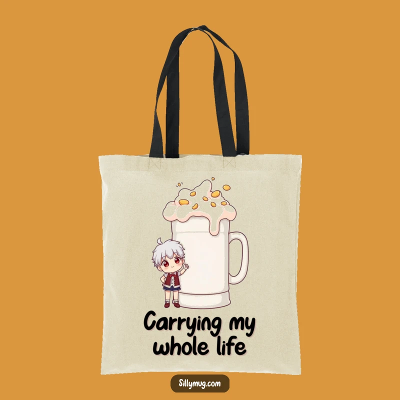 Funny Giant Mug Pose Tote Bag: Carry Your Essentials with Hilarious Coffee-Loving Style